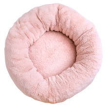 Pink Plush Donut Faux Fur Dog Bed
